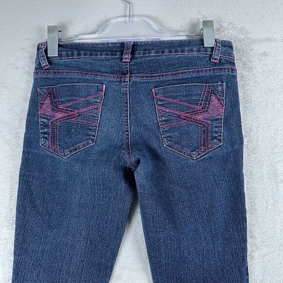 Grane Bootcut Jeans Womens Size 5 Junior Low Rise Embroidered Pockets Blue - Picture 4 of 12